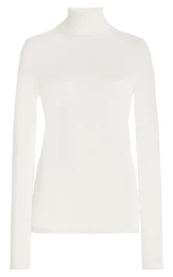 May Knit Turtleneck in Ivory Merino Wool Cashmere