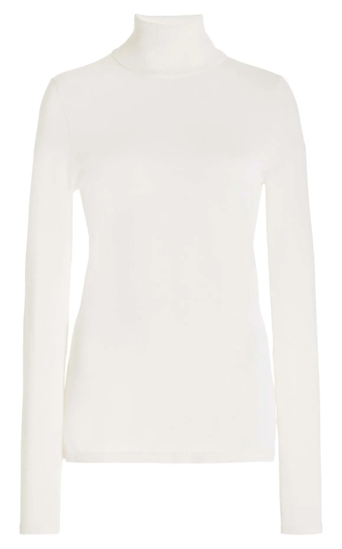 May Knit Turtleneck in Ivory Merino Wool Cashmere