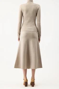 May Knit Turtleneck in Oatmeal Merino Wool Cashmere