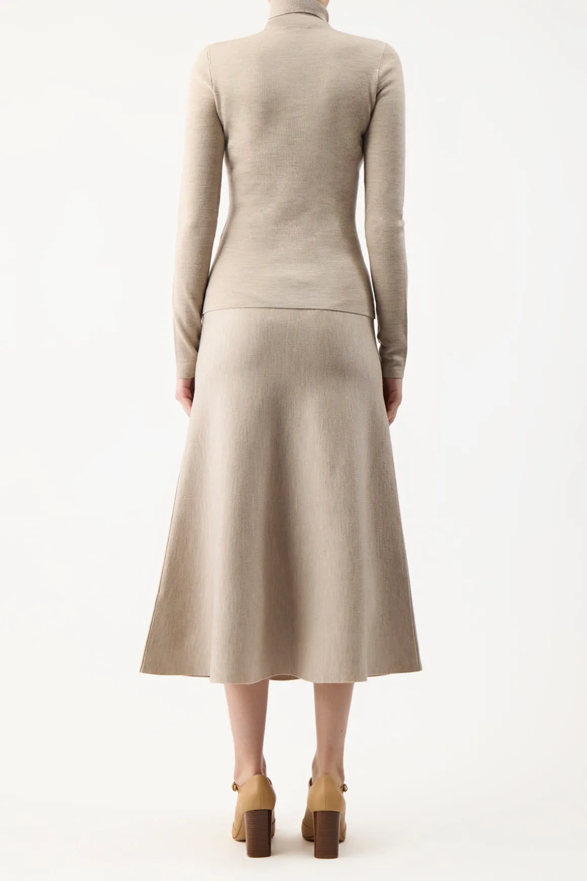 May Knit Turtleneck in Oatmeal Merino Wool Cashmere