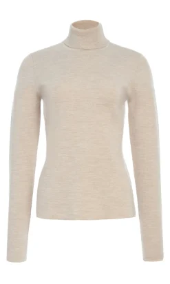 May Knit Turtleneck in Oatmeal Merino Wool Cashmere