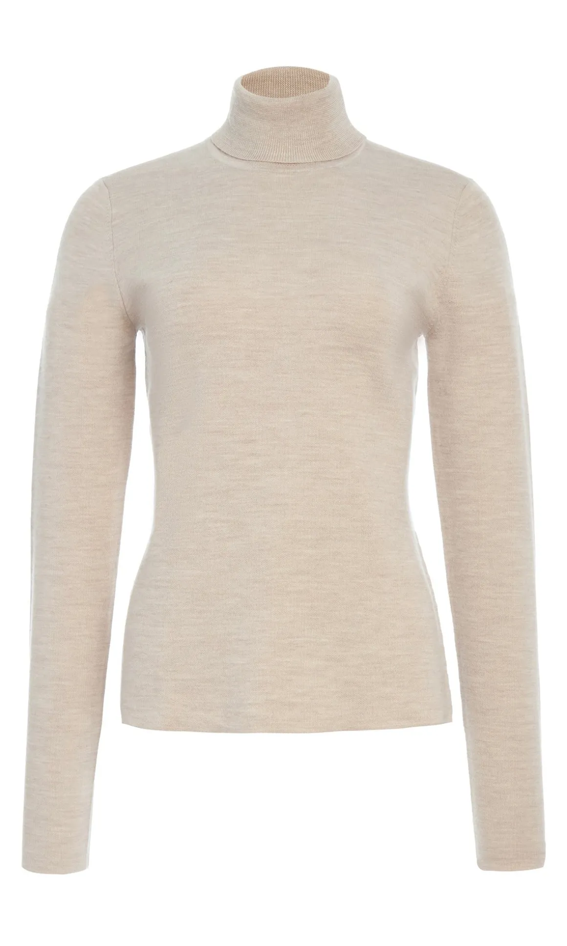 May Knit Turtleneck in Oatmeal Merino Wool Cashmere