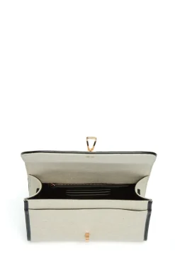 Medium Leonora Flap Bag in Beige Linen