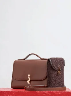 Medium Leonora Flap Bag in Chocolate Leather