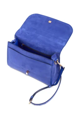 Medium Leonora Flap Bag in Cobalt Suede