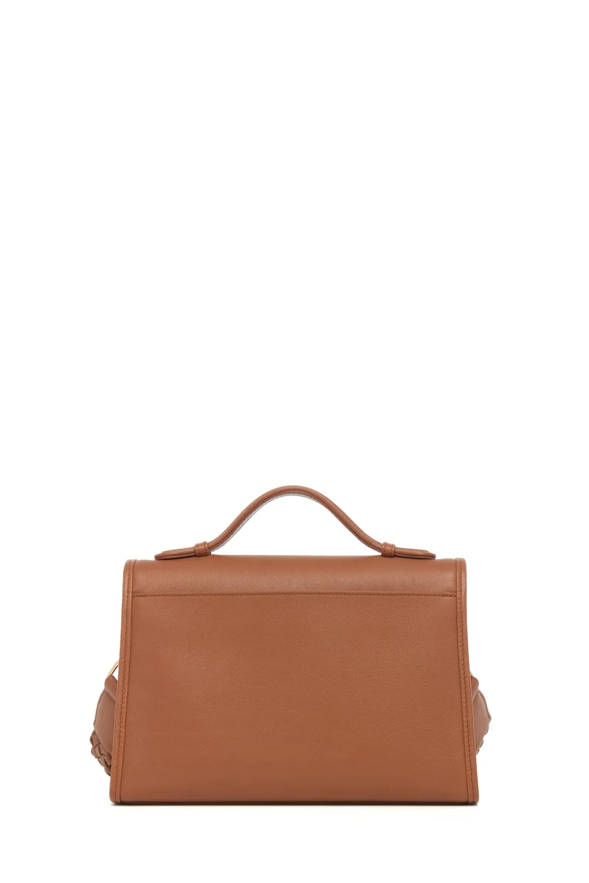 Medium Leonora Flap Bag in Cognac Leather with Braided Strap