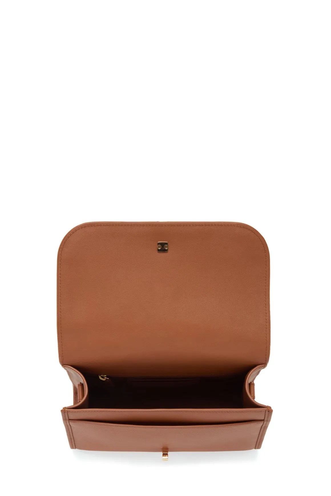Medium Leonora Flap Bag in Cognac Leather with Braided Strap