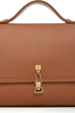 Medium Leonora Flap Bag in Cognac Leather with Braided Strap