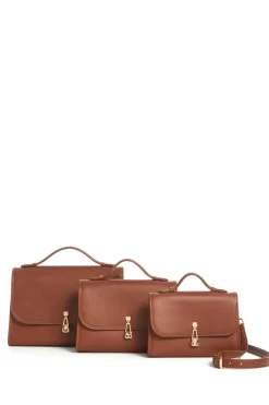 Medium Leonora Flap Bag in Cognac Leather
