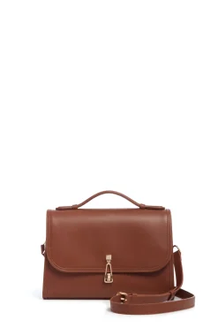 Medium Leonora Flap Bag in Cognac Leather
