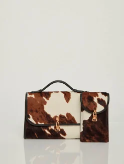 Medium Leonora Flap Bag in Ivory Cognac Multi Pony Hair