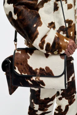 Medium Leonora Flap Bag in Ivory Cognac Multi Pony Hair