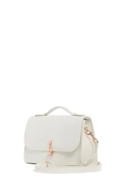 Medium Leonora Flap Bag in Ivory Textured Leather