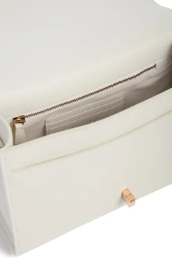 Medium Leonora Flap Bag in Ivory Textured Leather