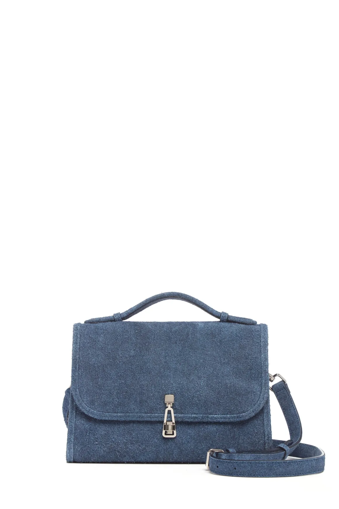 Medium Leonora Flap Bag in Light Blue Suede Denim
