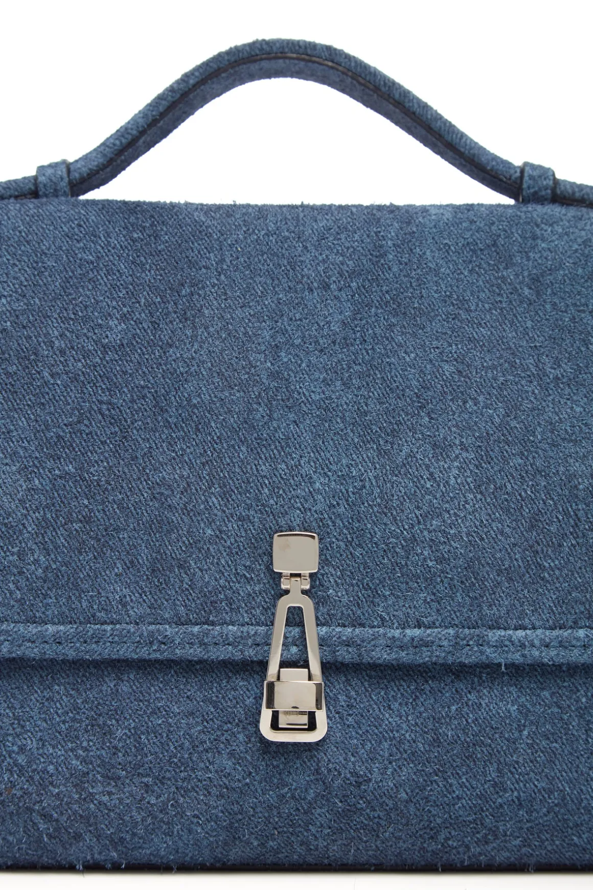 Medium Leonora Flap Bag in Light Blue Suede Denim