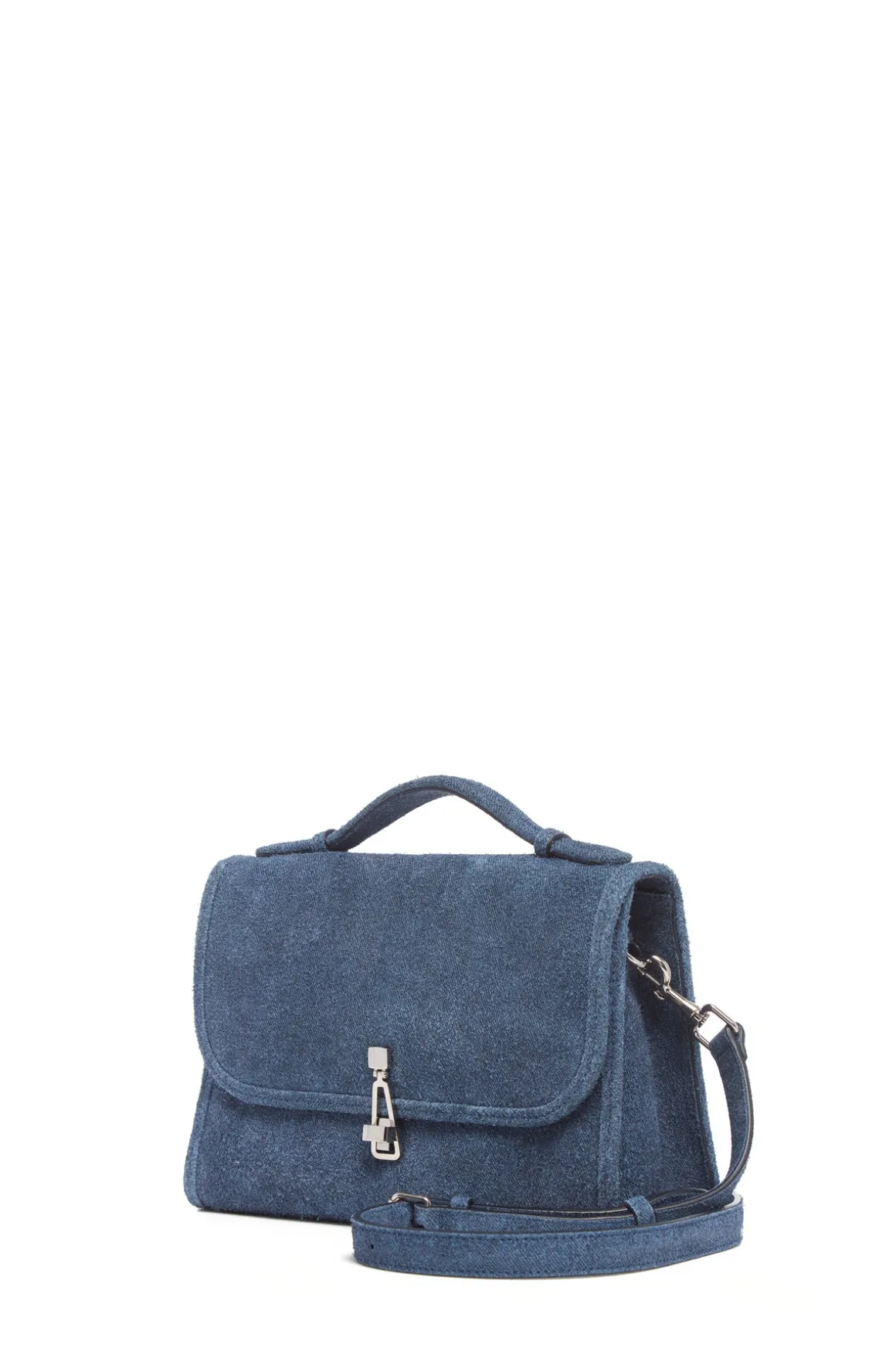 Medium Leonora Flap Bag in Light Blue Suede Denim