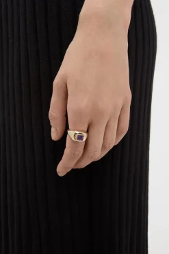 Medium Ring in 18K Yellow Gold & Amethyst Stone