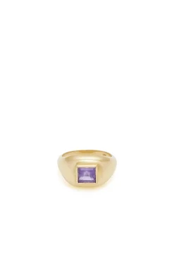Medium Ring in 18K Yellow Gold & Amethyst Stone