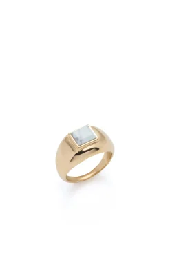 Medium Ring in 18K Yellow Gold & Howlite Stone