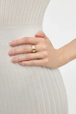 Medium Ring in 18K Yellow Gold & Howlite Stone