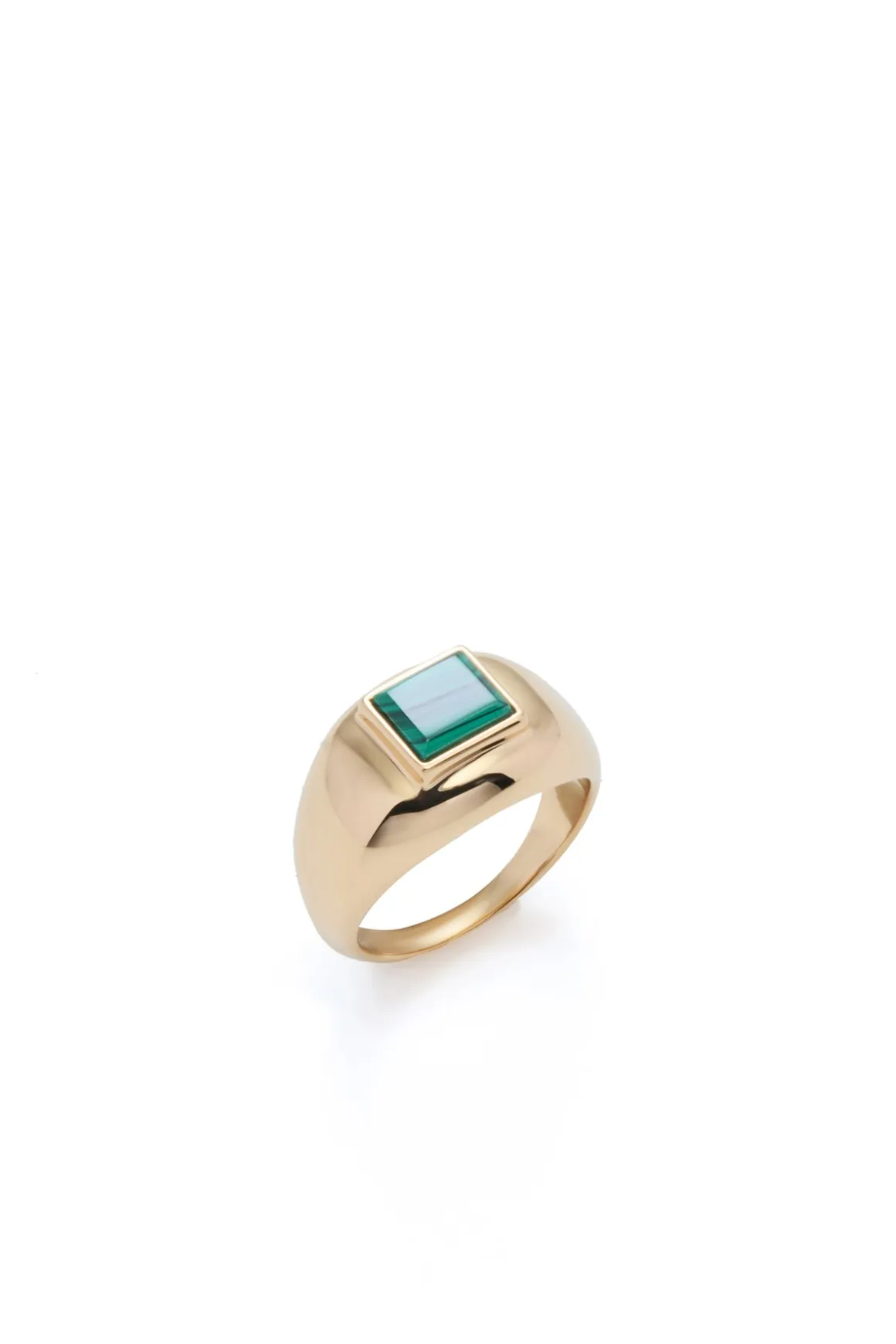 Medium Ring in 18K Yellow Gold & Malachite Stone