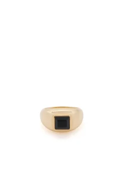 Medium Ring in 18K Yellow Gold & Onyx