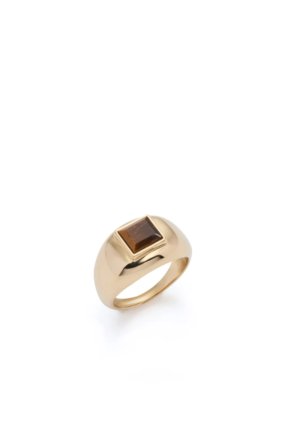 Medium Ring in 18K Yellow Gold & Tiger's Eye Stone