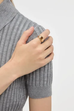 Medium Ring in 18K Yellow Gold & Tiger's Eye Stone