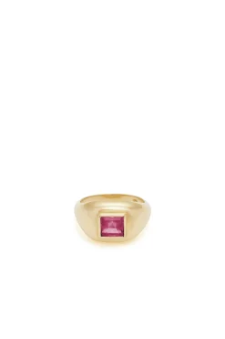 Medium Ring in 18K Yellow Gold & Tourmaline Stone