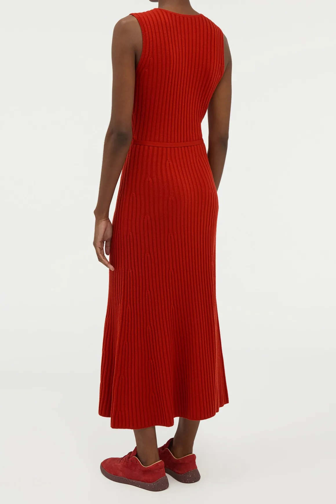 Meier Knit Midi Dress in Antelope Orange Merino Wool Cashmere