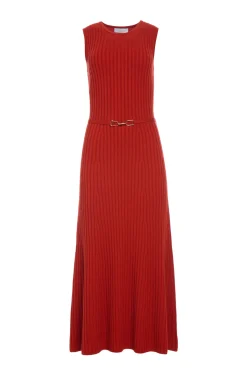 Meier Knit Midi Dress in Antelope Orange Merino Wool Cashmere