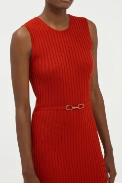Meier Knit Midi Dress in Antelope Orange Merino Wool Cashmere