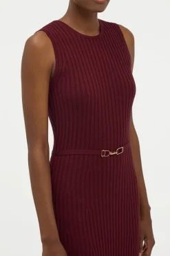 Meier Knit Midi Dress in Bordeaux Merino Wool Cashmere