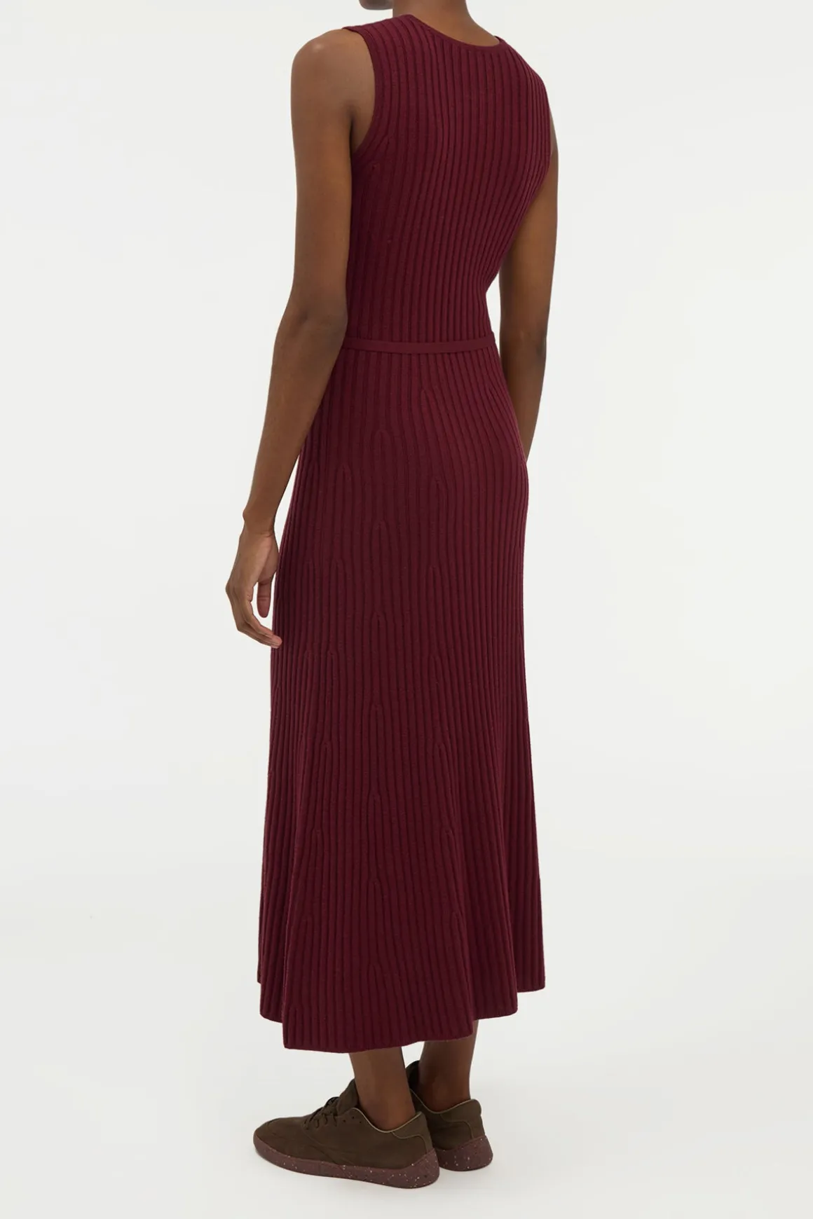 Meier Knit Midi Dress in Bordeaux Merino Wool Cashmere