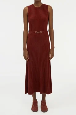 Meier Knit Midi Dress in Burnt Sienna Merino Wool Cashmere