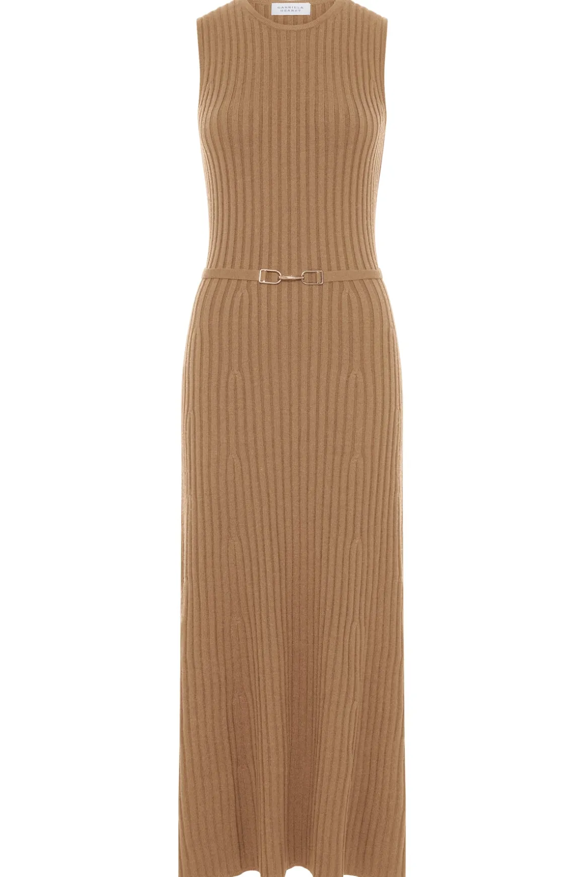Meier Knit Midi Dress in Camel Merino Wool Cashmere