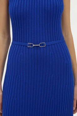 Meier Knit Midi Dress in Cobalt Merino Wool Cashmere