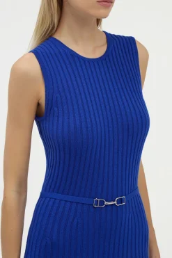 Meier Knit Midi Dress in Cobalt Merino Wool Cashmere