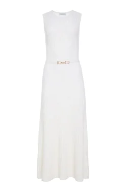 Meier Knit Midi Dress in Ivory Merino Wool Cashmere
