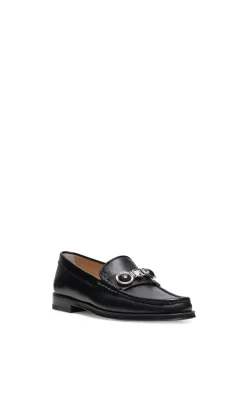 Melchora Stone Loafer in Black Leather