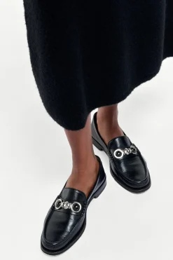 Melchora Stone Loafer in Black Leather