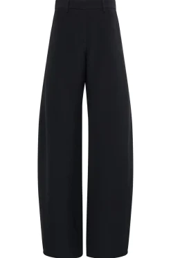 Merat Barrel-leg Pant in Black Silk Wool Cady
