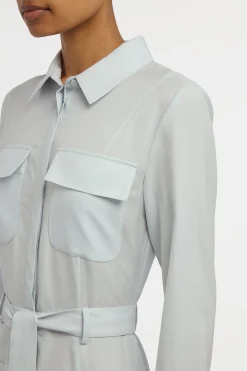 Meyer Shirtdress in Powder Blue Wool Cashmere Flannel