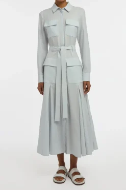 Meyer Shirtdress in Powder Blue Wool Cashmere Flannel