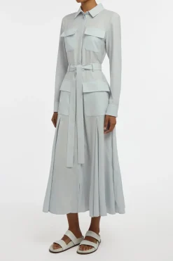 Meyer Shirtdress in Powder Blue Wool Cashmere Flannel