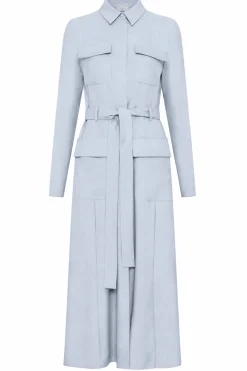 Meyer Shirtdress in Powder Blue Wool Cashmere Flannel