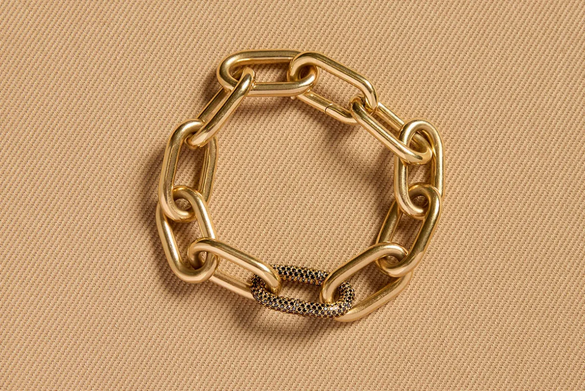 Micro Pave Link Bracelet in 18K Yellow Gold & Black Diamonds (Classic Links)