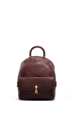 Mini Billie Backpack in Bordeaux Crocodile Leather