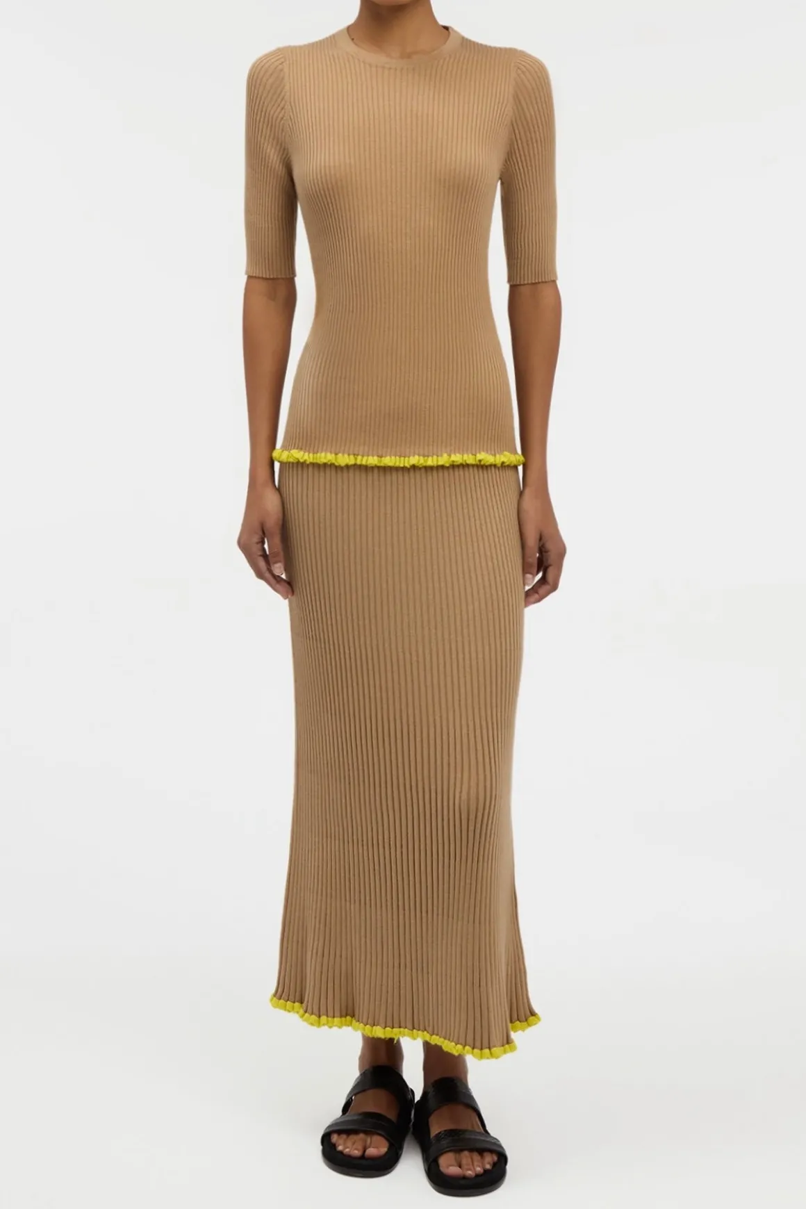 Mireya Knit Top in Camel Silk Casmere
